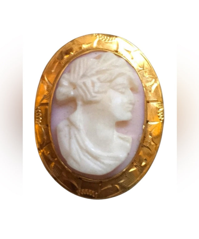 💗 10k GOLD Victorian Antique Shell Cameo brooch 💗