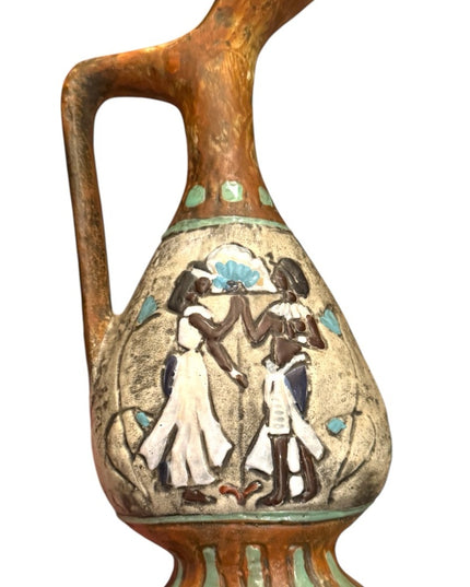 Handcrafted Cucchi Italy Ceramic Vase  Ancient Egyptian Design Mid Century