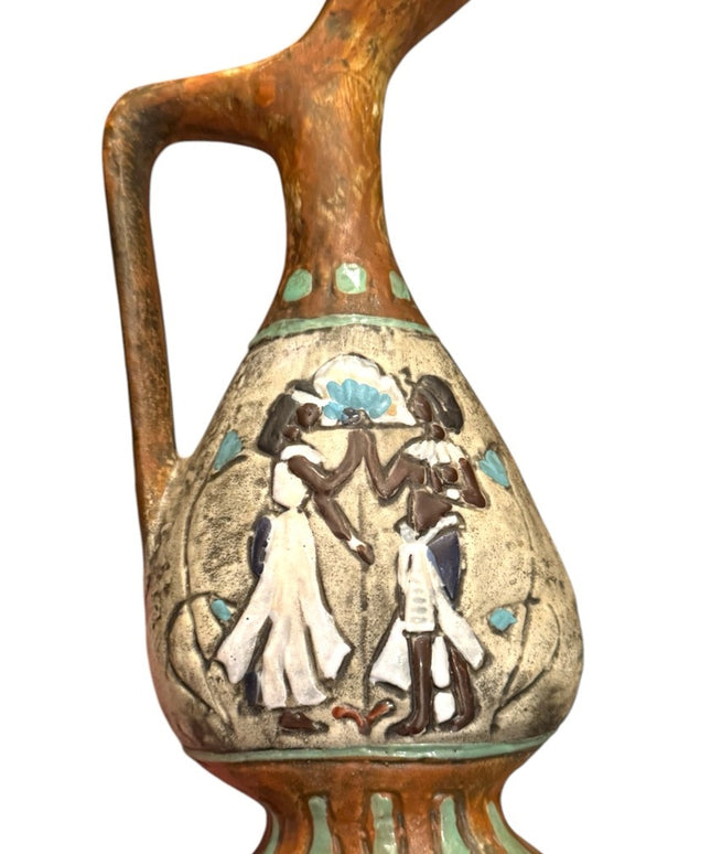 Handcrafted Cucchi Italy Ceramic Vase  Ancient Egyptian Design Mid Century