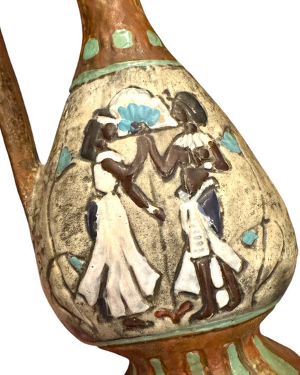 Handcrafted Cucchi Italy Ceramic Vase  Ancient Egyptian Design Mid Century