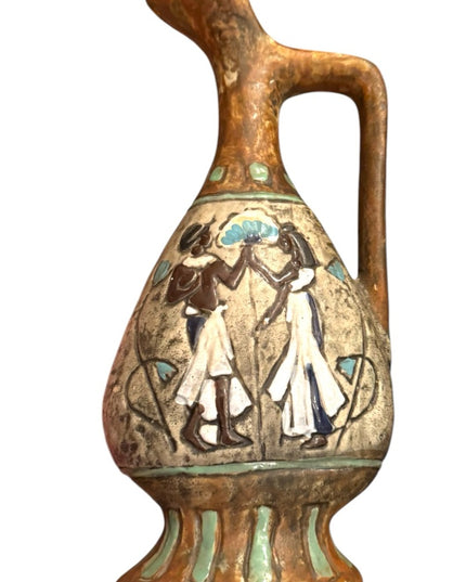 Handcrafted Cucchi Italy Ceramic Vase  Ancient Egyptian Design Mid Century