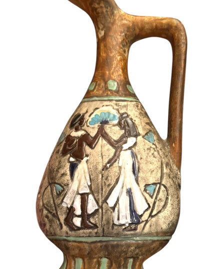 Handcrafted Cucchi Italy Ceramic Vase  Ancient Egyptian Design Mid Century