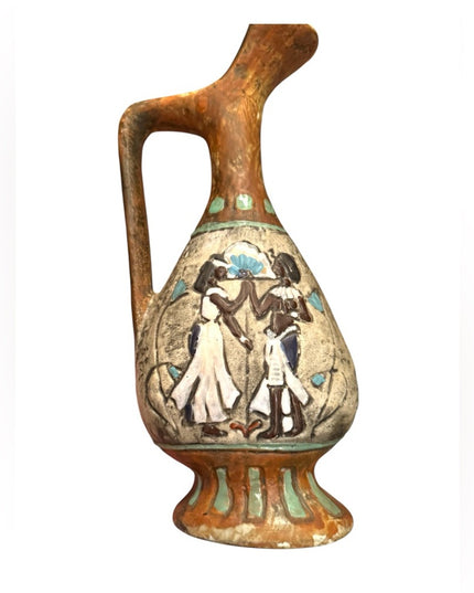 Handcrafted Cucchi Italy Ceramic Vase  Ancient Egyptian Design Mid Century