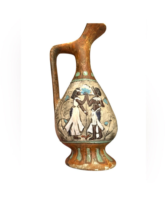 Handcrafted Cucchi Italy Ceramic Vase  Ancient Egyptian Design Mid Century