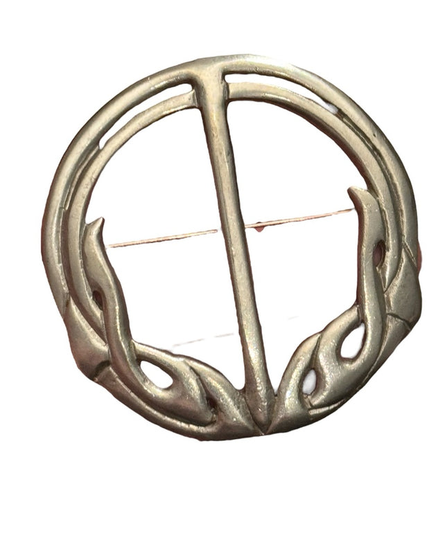 Vintage Silver Scottish Kilt Brooch Celtic Scottish Pewter