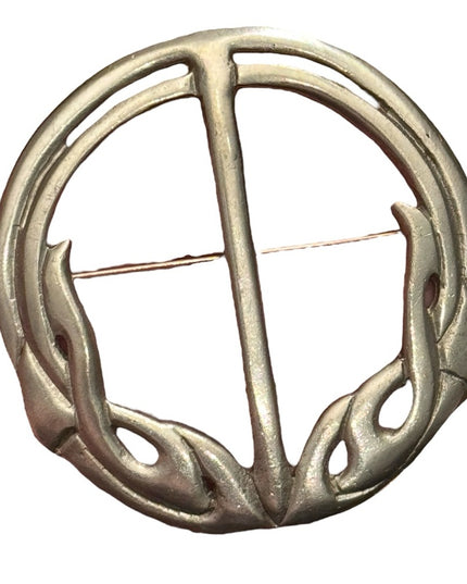 Vintage Silver Scottish Kilt Brooch Celtic Scottish Pewter