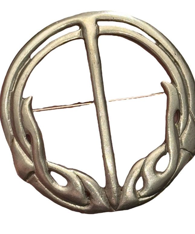 Vintage Silver Scottish Kilt Brooch Celtic Scottish Pewter