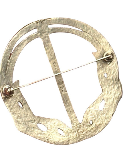 Vintage Silver Scottish Kilt Brooch Celtic Scottish Pewter