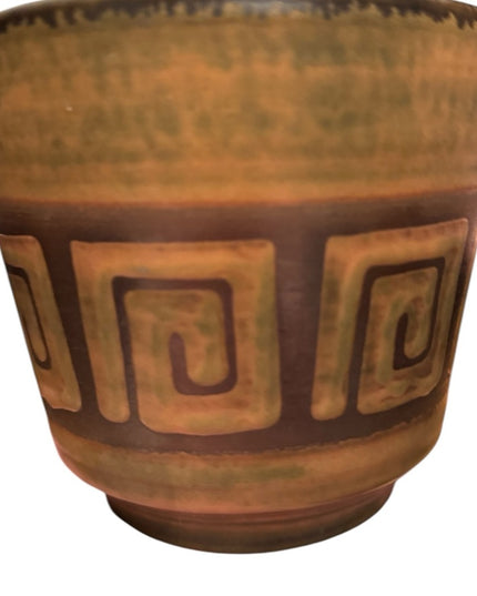 Vintage Mid Century Pottery Ceramic Planter Geometric Design