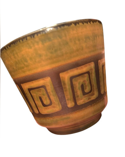 Vintage Mid Century Pottery Ceramic Planter Geometric Design