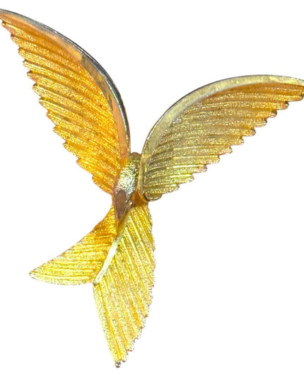 Vintage brushed gold tone Bird brooch fancy