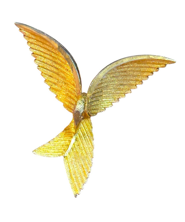 Vintage brushed gold tone Bird brooch fancy