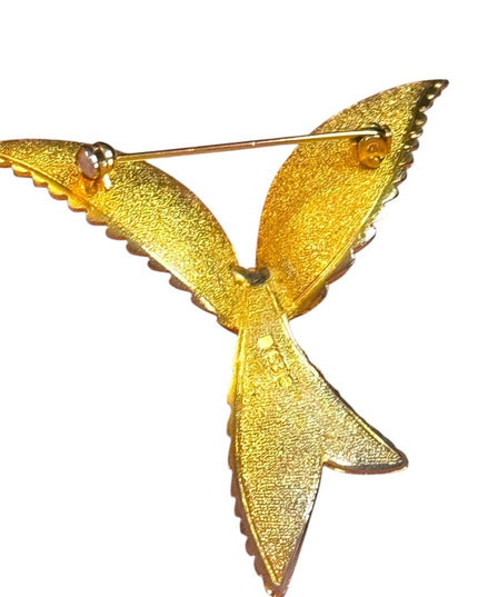 Vintage brushed gold tone Bird brooch fancy
