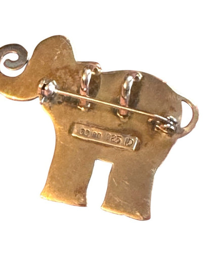 Vintage Sterling Silver 925 SAJEN ornate Thai Elephant Brooch pendant