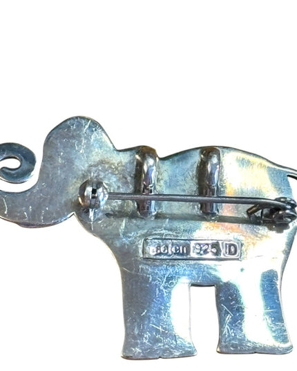 Vintage Sterling Silver 925 SAJEN ornate Thai Elephant Brooch pendant