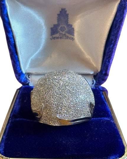 Elegant Large Sterling Silver 925 textured Domed ITALY Ring
