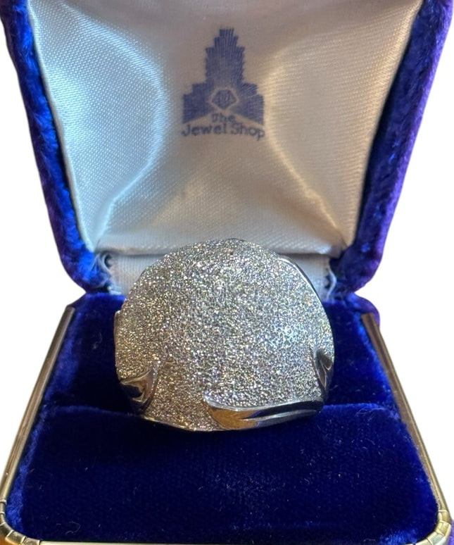 Elegant Large Sterling Silver 925 textured Domed ITALY Ring
