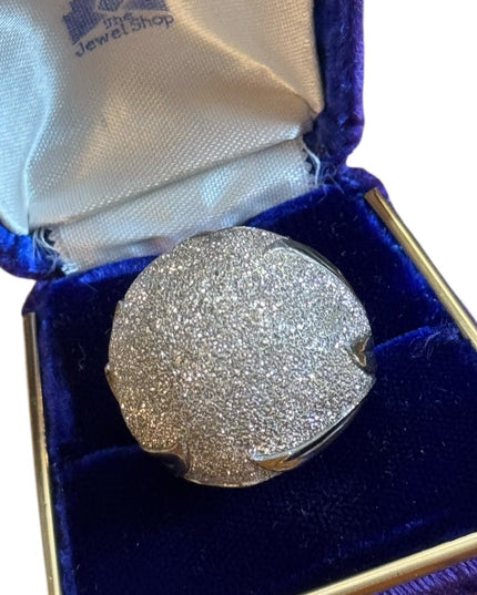 Elegant Large Sterling Silver 925 textured Domed ITALY Ring