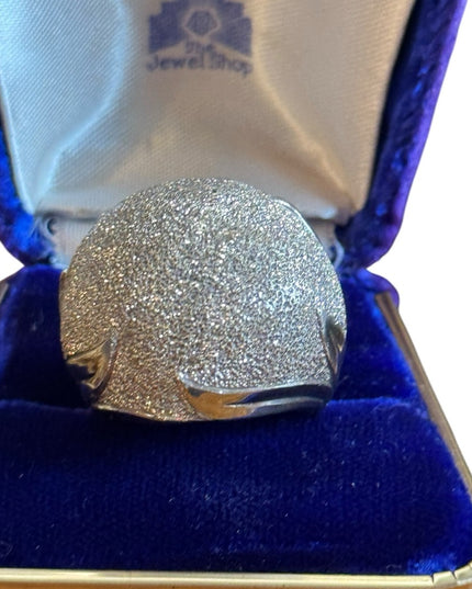 Elegant Large Sterling Silver 925 textured Domed ITALY Ring
