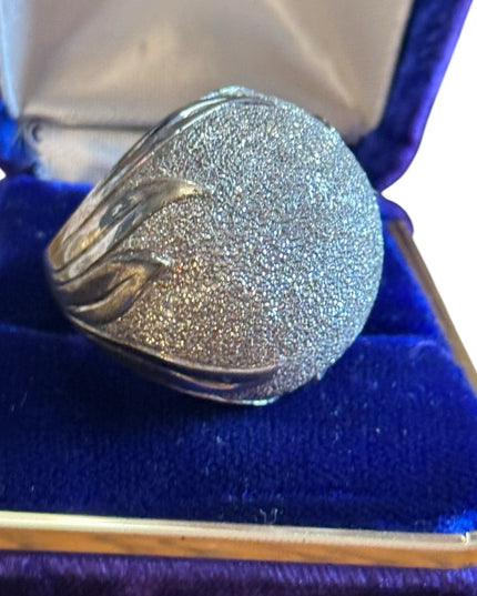 Elegant Large Sterling Silver 925 textured Domed ITALY Ring