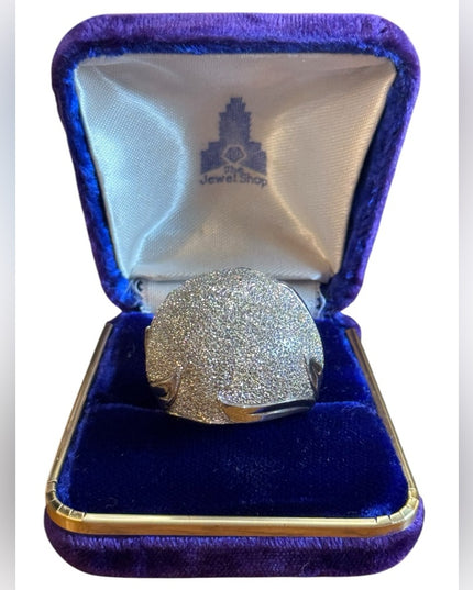 Elegant Large Sterling Silver 925 textured Domed ITALY Ring