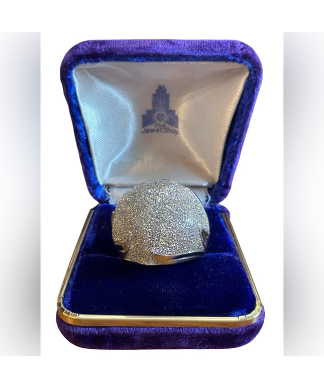Elegant Large Sterling Silver 925 textured Domed ITALY Ring