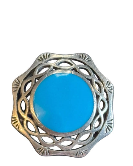 Vintage Southwestern Turquoise Handmade 925 Sterling Silver Ring Statement