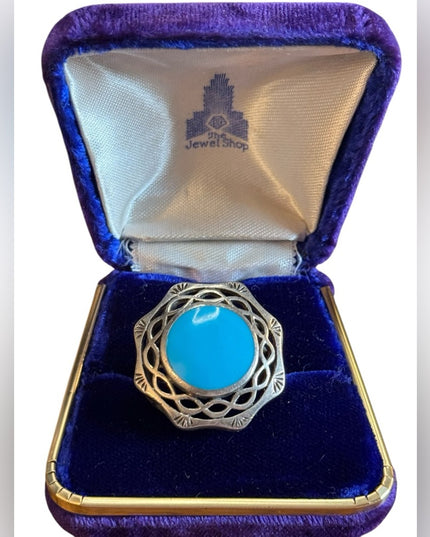 Vintage Southwestern Turquoise Handmade 925 Sterling Silver Ring Statement