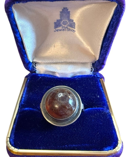 Stunning Vintage Sterling Silver 925 1940s Raw Amber England Stone Ring