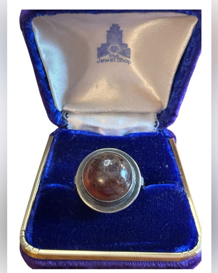 Stunning Vintage Sterling Silver 925 1940s Raw Amber England Stone Ring