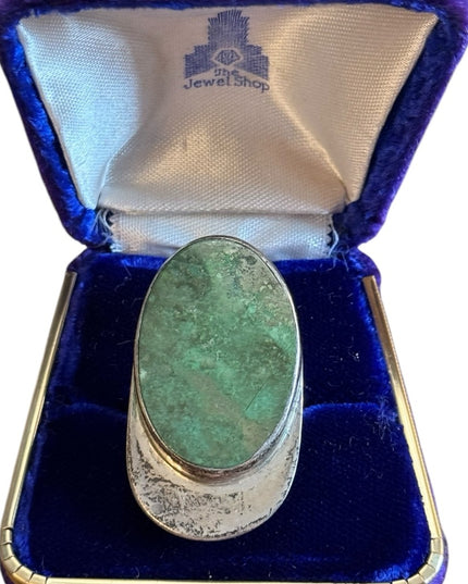 Vintage Cerro Blanco Sterling Silver 925 Turquoise Mexico Ring Statement oblong