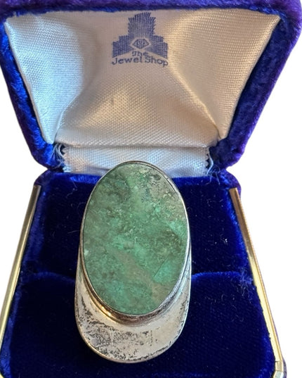 Vintage Cerro Blanco Sterling Silver 925 Turquoise Mexico Ring Statement oblong