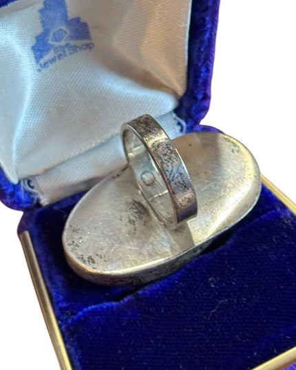 Vintage Cerro Blanco Sterling Silver 925 Turquoise Mexico Ring Statement oblong