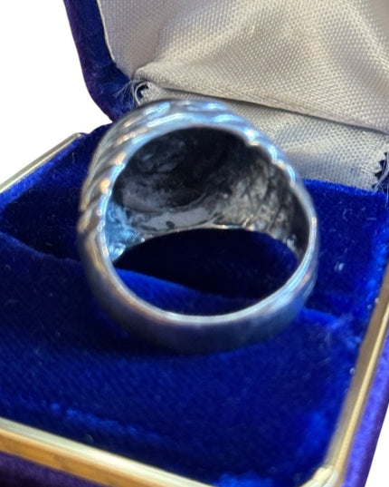 Lovely Vintage Mens Black onyx Domed statement ring 925 Sterling Southwestern