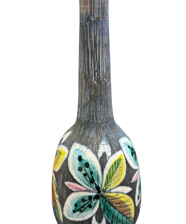 Mid Century Tilgmans Hand-Painted pottery Floral Vase