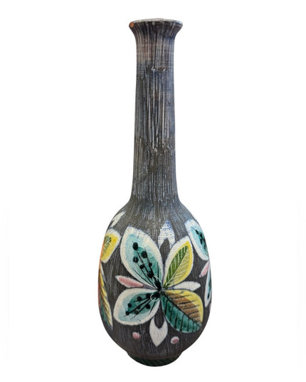 Mid Century Tilgmans Hand-Painted pottery Floral Vase
