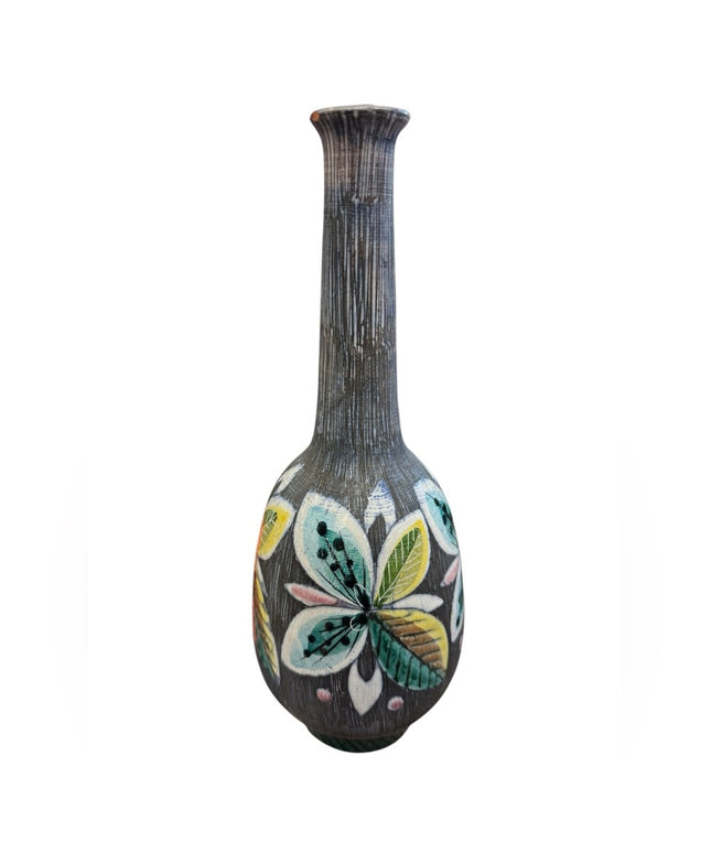 Mid Century Tilgmans Hand-Painted pottery Floral Vase