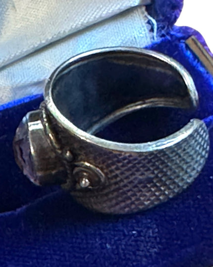 Vintage Sterling Silver 925 Handmade Bali Amethyst cigar band Ring