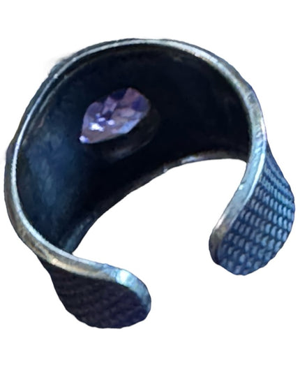 Vintage Sterling Silver 925 Handmade Bali Amethyst cigar band Ring
