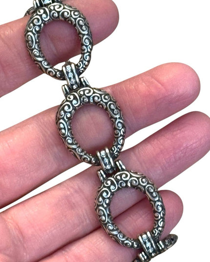 Vintage Brighton Textured scroll work HQ Silver Swirl link Bracelet