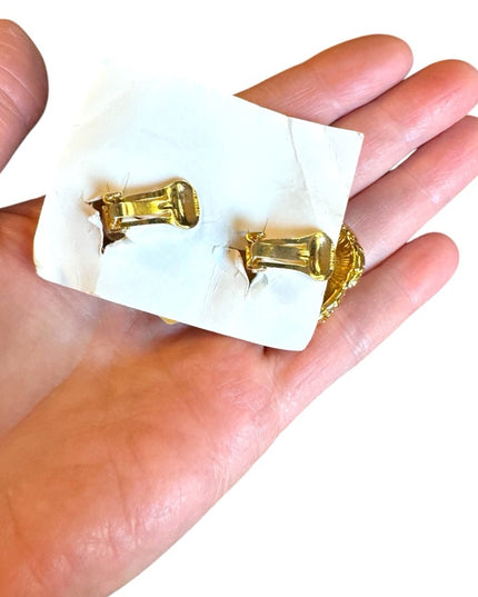 Création D'Orlan Gold plt chunky nugget textured High Quality clip Earrings NEW