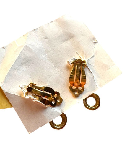 D'Orlan Gold and Silver Hammered texture clip on Geometric modernist Earrings
