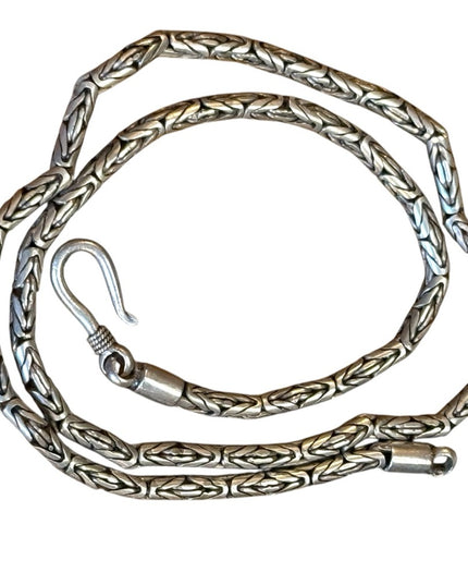 Vintage Sterling Silver 925 Bali Balenisian Byzantine Braided Chain Necklace