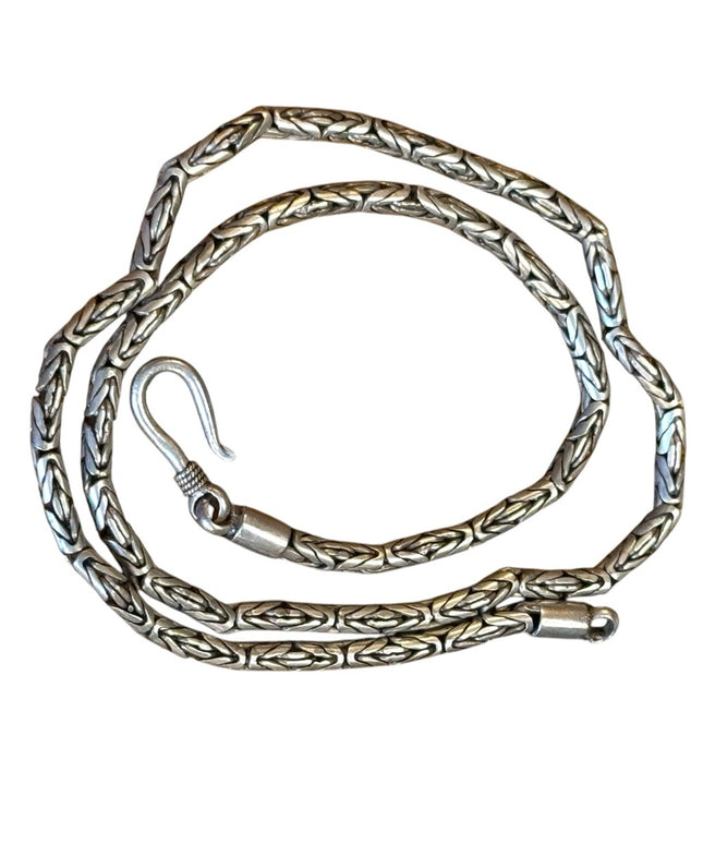 Vintage Sterling Silver 925 Bali Balenisian Byzantine Braided Chain Necklace