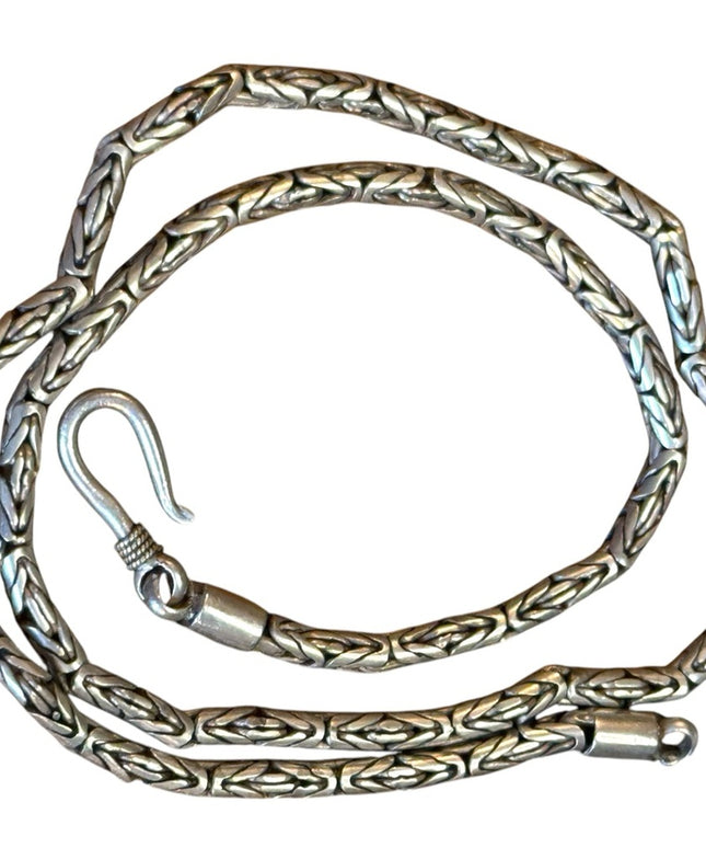 Vintage Sterling Silver 925 Bali Balenisian Byzantine Braided Chain Necklace