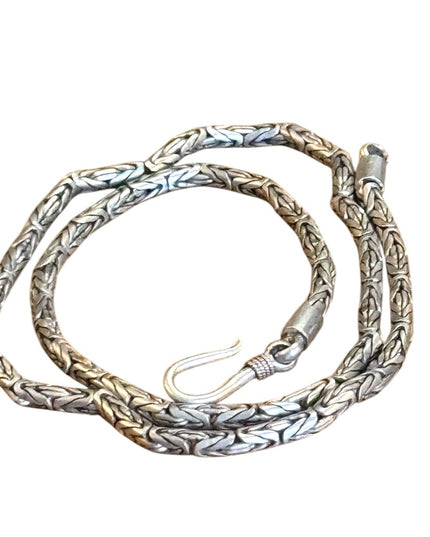 Vintage Sterling Silver 925 Bali Balenisian Byzantine Braided Chain Necklace