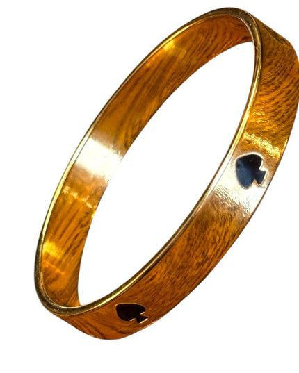 Retired Gold Black enamel Spade Bangle Bracelet