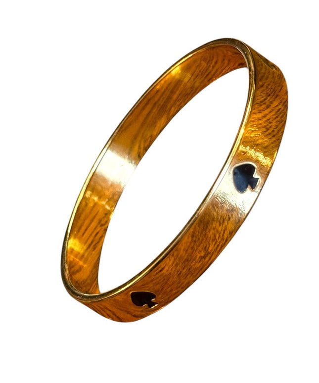 Retired Gold Black enamel Spade Bangle Bracelet