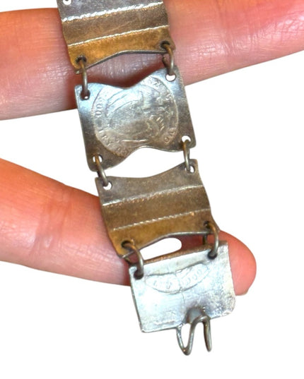 Vintage Aztec Mayan Warrior Panel 900 Silver Bracelet god