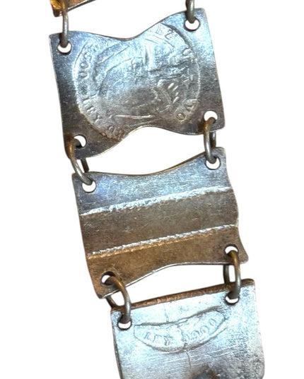 Vintage Aztec Mayan Warrior Panel 900 Silver Bracelet god